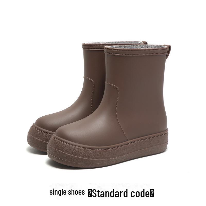 Модные женские водонепроницаемые резиновые сапоги средней высоты со съемной бархатной подкладкой и нескользящей мягкой подошвой.
