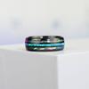 Fashion 8mm Rose Gold Tungsten Wedding Men Stainless Steel Rings Inlay Abalone Shell Blue Opal Rings Men Wedding Band Jewelry
