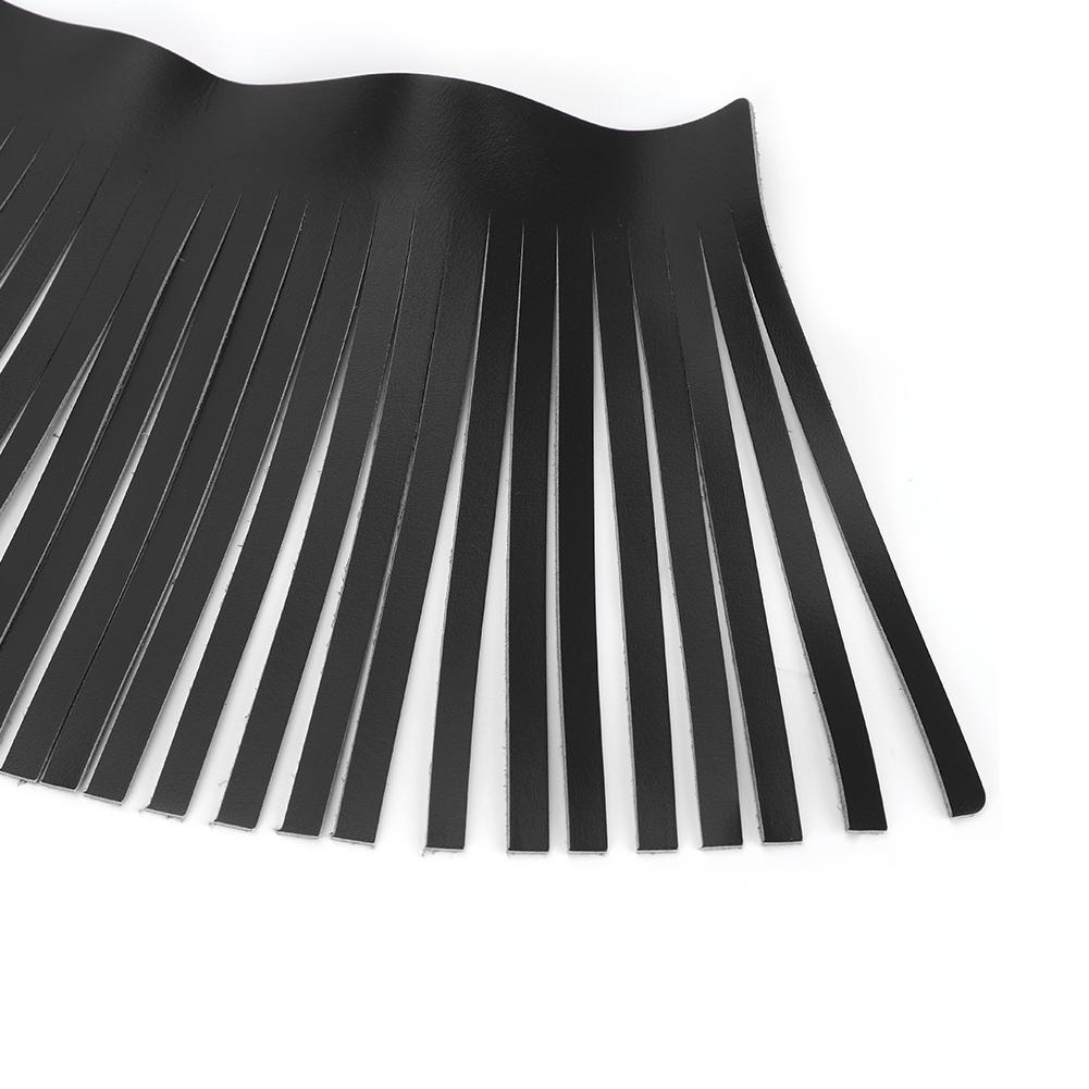 2pcs Motorcycle Retro Foot Pedal Saddlebag Craft Artificial Leather Fringe(Black)