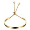 Gold-Color Cuff Bangle for Women One Row Crystal Stainless Steel Bracelet Bangle Jewelry Adjustable Chain
