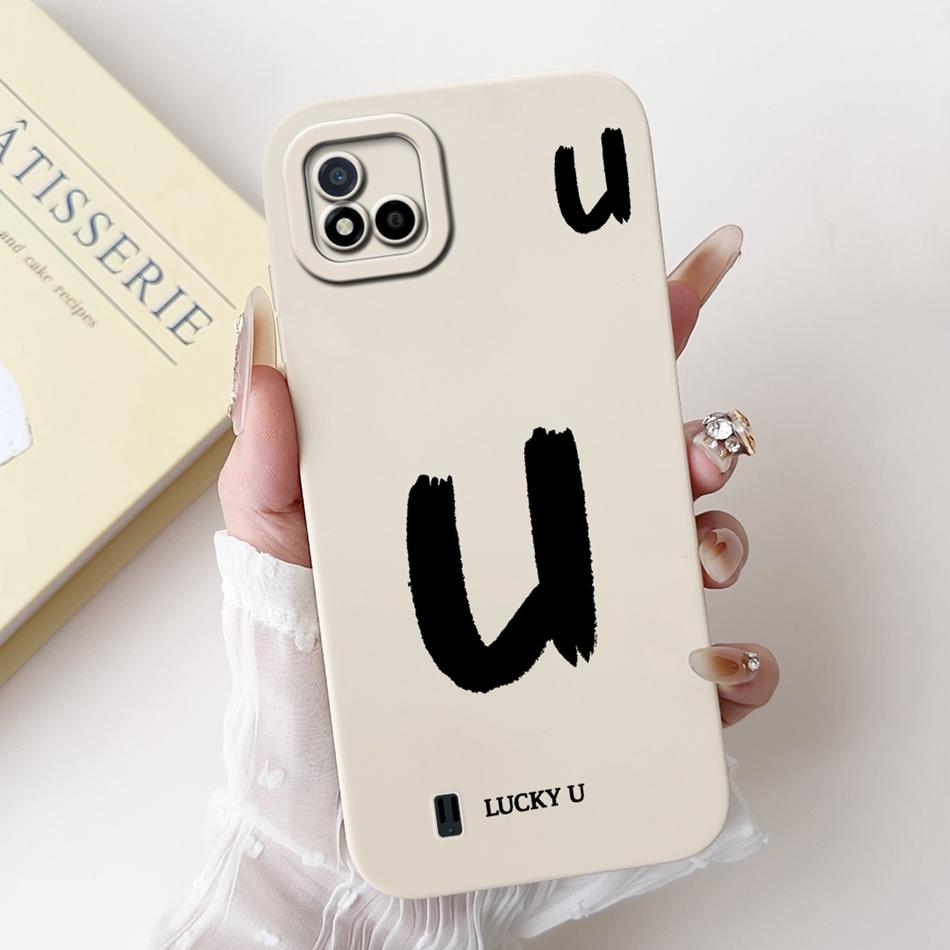 Для Realme C11 (2021) Счастливый чехол для телефона с первой буквой для Realme C11 2021 2020 RMX3231 RMX2185 Мягкий силиконовый противоударный чехол