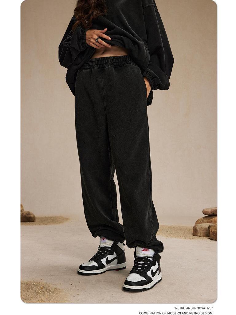 2024 Autumn American Men's Retro Casual Washed Dyed Loose Trousers - Trendy Sports Style