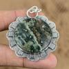 Sterling Silver Round Natural Ocean Jasper Daughter Engagement Artisan Pendant