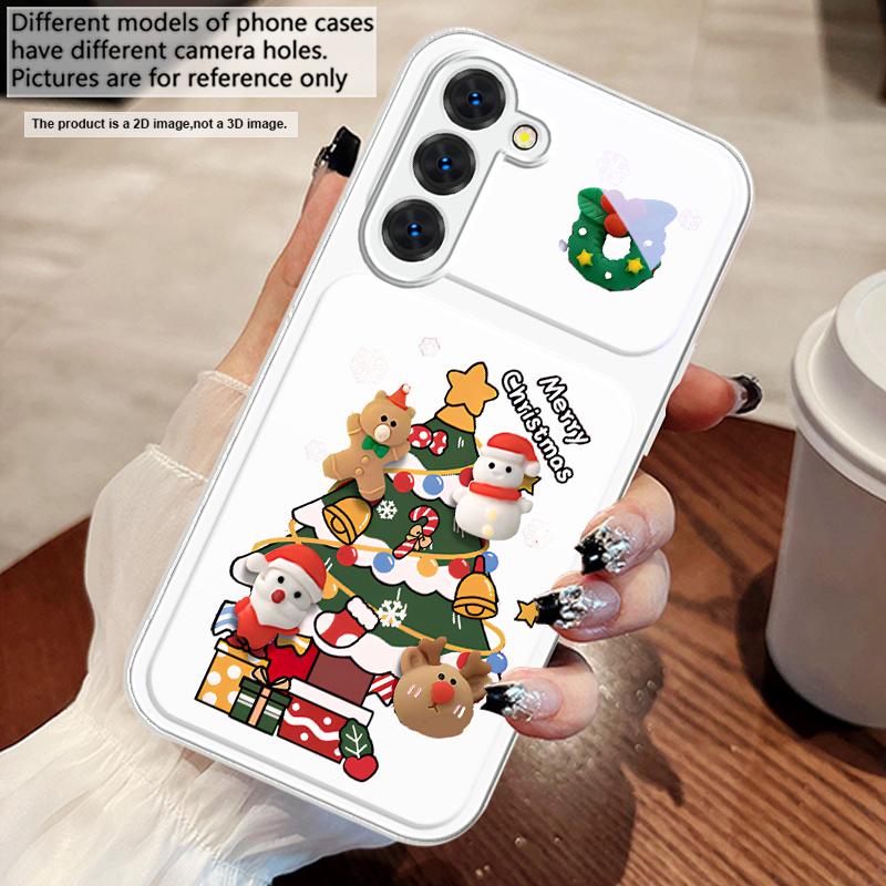 Мультяшная новогодняя елка Для Samsung S25 S25 Edge S25Ultra S8 9 S10 20 U ltra S21 Pro 22 Plus S23 FE S24 Ultra Стеклянный чехол для телефона