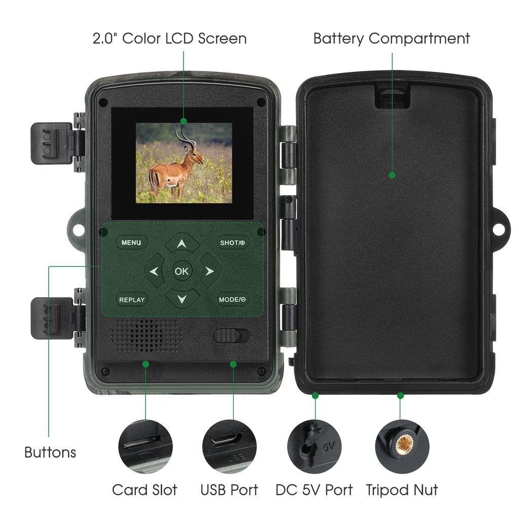 36-мегапиксельная 1080p следовая и игровая камера с ночным видением 3 Pir-датчика IP66 водонепроницаемая инфракрасная охотничья камера с активацией движения