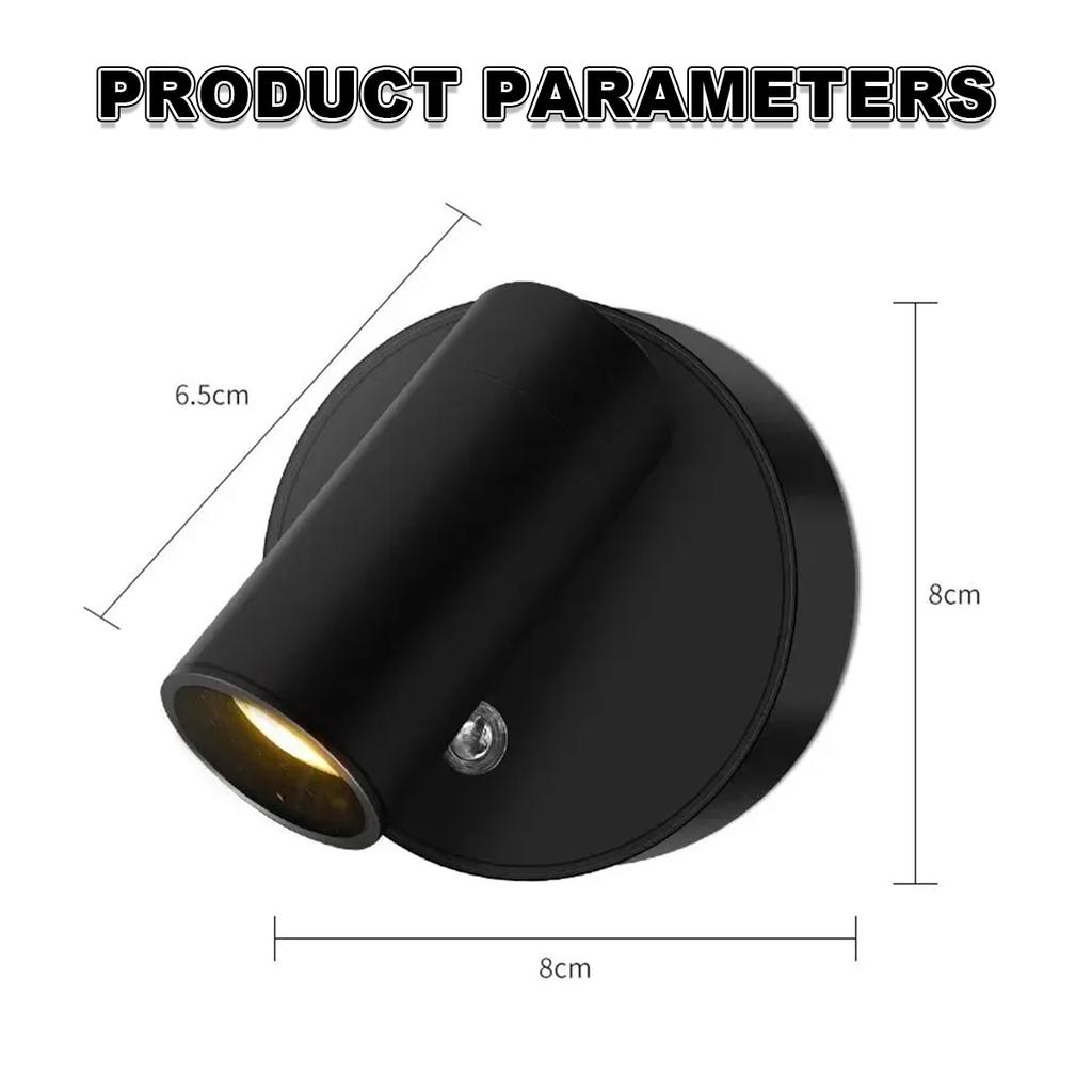 Беспроводной настенный светильник Магнитное основание Перезаряжаемая лампа с USB Диммируемое внутреннее освещение Светодиодные сенсорные лампы Точечный светильник Домашний декор