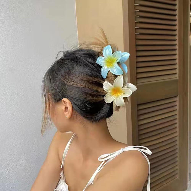 Independently packaged beach vacation egg flower claw clip hair accessory colorful flower hair claw plate hair ponytail top clip