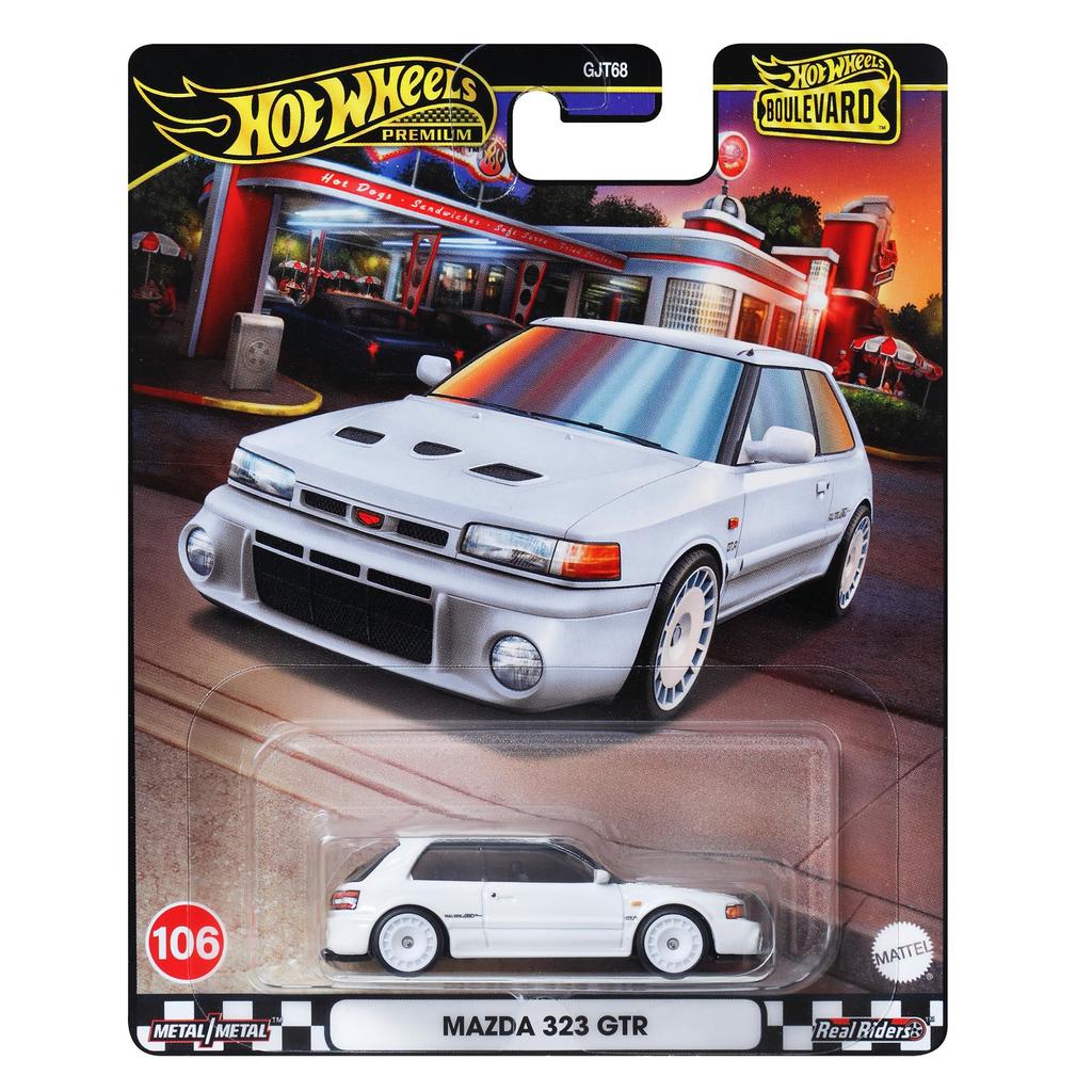 Hot Wheels Boulevard Mazda 323 GTR игрушечная мини-машинка для детей от 3 лет и старше, белая HRT59