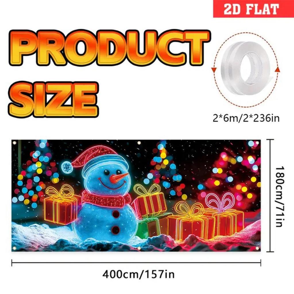 Рождественский УФ Флуоресцентный Баннер-Чехол для Гаражных Ворот Праздничное Украшение для Вечеринки