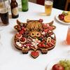 Доска для закусок Highland Cow, деревенский поднос с отделениями, деревянное блюдо для сыра, фруктов и закусок для вечеринки.