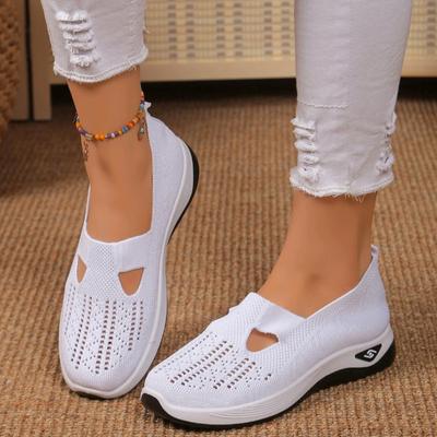 Женские кроссовки с вырезами, повседневные дышащие туфли без застежек, легкие уличные туфли на плоской подошве для весны и лета