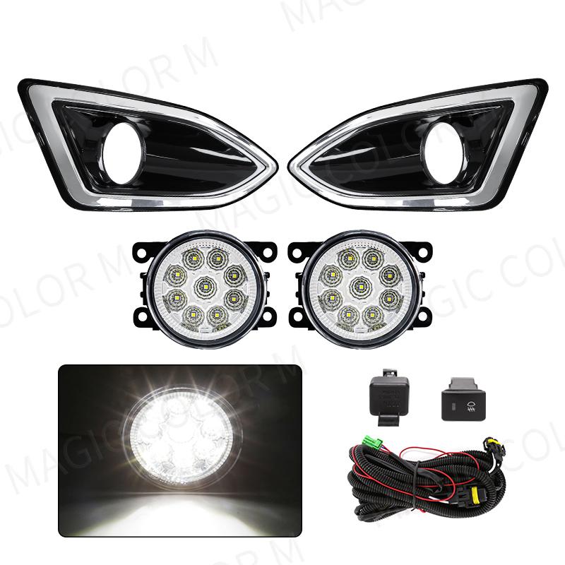 LED Fog Lamps For Ford Edge 2015 2016 2017 2018 DRL Daytime Running Lights Angel Eyes Halogen Auto Headlight Car Accessories 12V