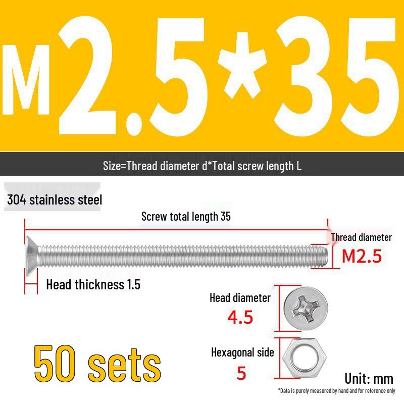 Набор Extra Long Phillips Flat Head Винтов и Гаек из Нержавеющей Стали 304 (2М, 3М, 4М)