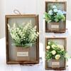 1PC Plant Photo Frame Wall Creative\t\t Faux Flowers Bud Hydrangea 3D Photo Frame Wall Hanging Wood Wall Decor