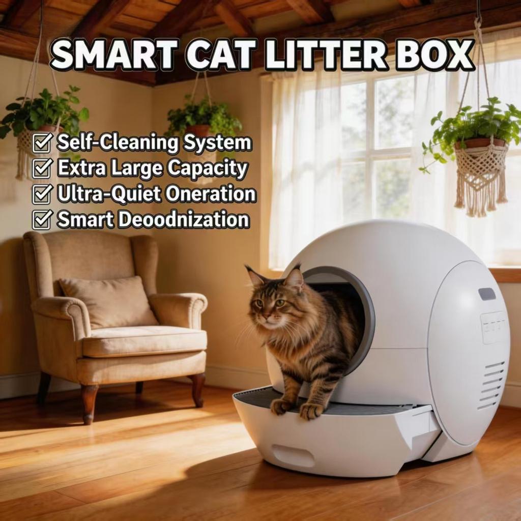 Popular smart cat litter box large WIFI controlled cleaning ultraviolet disinfection splash proof luxury cat litter box large