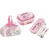 Skater My Melody 24 Ushiro-Shiro Antibacterial Dishwasher Safe Soft Lid Tight Lunch Box, Oval Shape, 360ml Trio Set (Chopsticks, Spoon, Fork) Lunch Dr