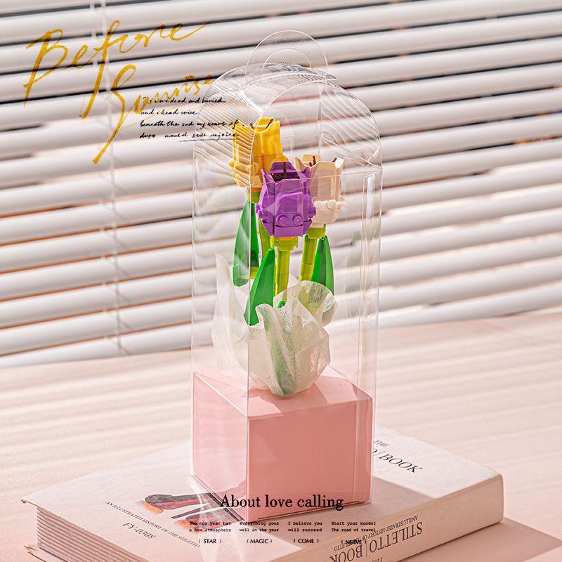 Трансграничные цветочные строительные блоки: Совместимый с Lego набор игрушек для сборки розы, подсолнуха и тюльпана