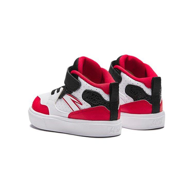 Anta Kids Comfortable Non-Slip Wear-Resistant High-Top Sneakers Baby Sneakers White Red Black A312340080-1