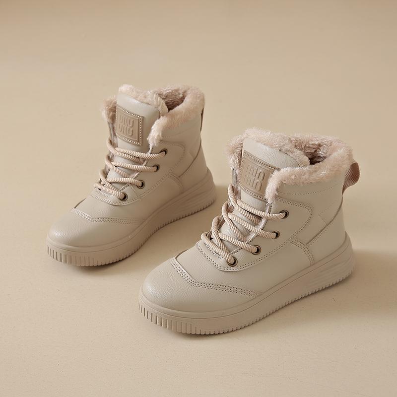CRLAYDK женские зимние ботинки для снега, теплые кожаные кроссовки с меховой подкладкой, женские высокие повседневные кроссовки для активного отдыха на шнуровке для ходьбы и тенниса