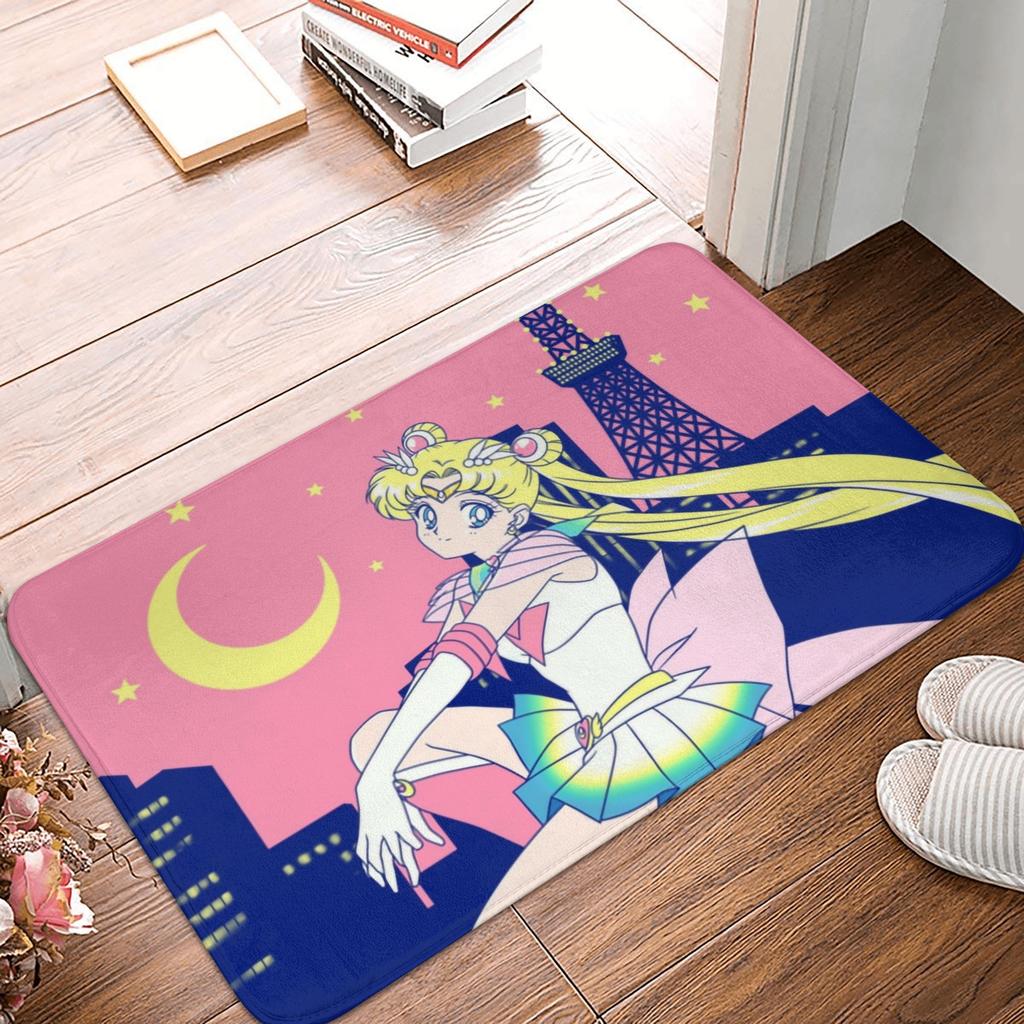 Anime Sailors Moons Luna Cat Doormat Non-Slip Entrance Bath Kitchen Floor Door Mat Bedroom Balcony Carpet Rug