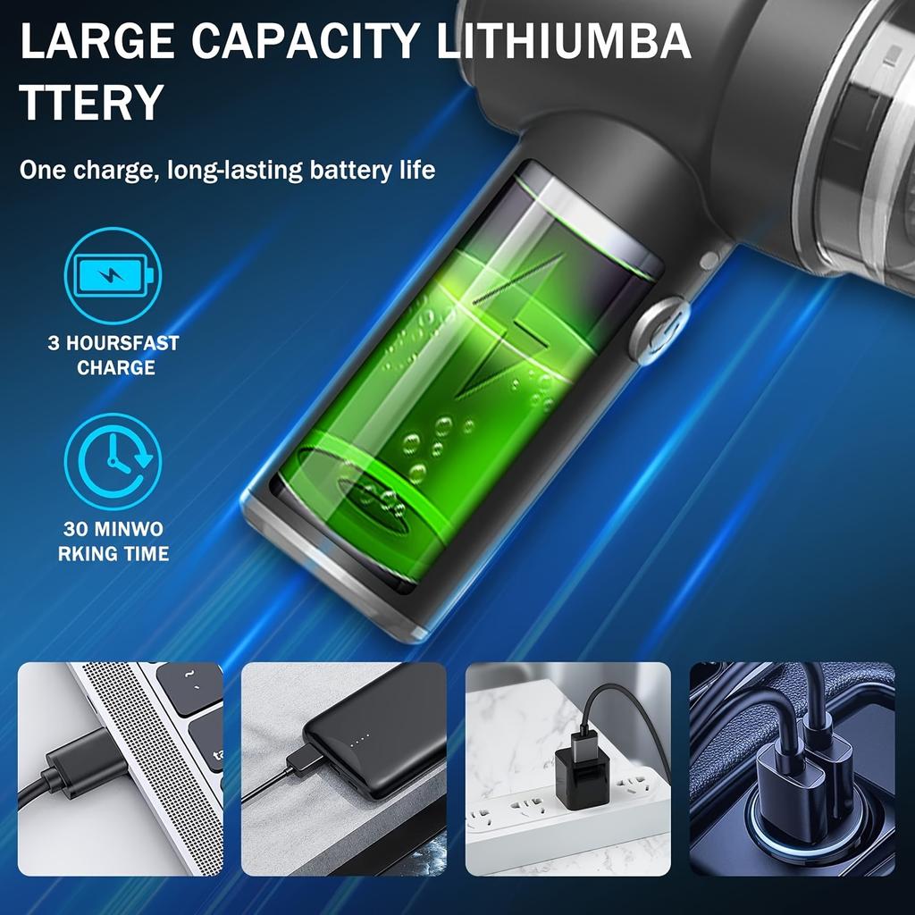 Мини-пылесос для автомобиля, 6000 Па, мощный, 2-в-1, беспроводной ручной пылесос с бесщеточным двигателем, автомобильный пылесос