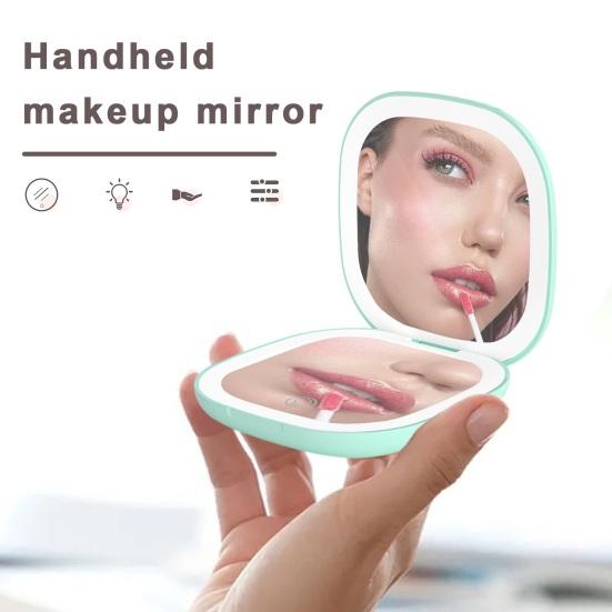 Дорожное зеркало для макияжа, 3 цвета, светодиодное, двустороннее, 5X/10X, увеличительное, с регулируемой яркостью, сенсорное, портативное, портативное, для женщин и девочек, складное косметическое зеркало