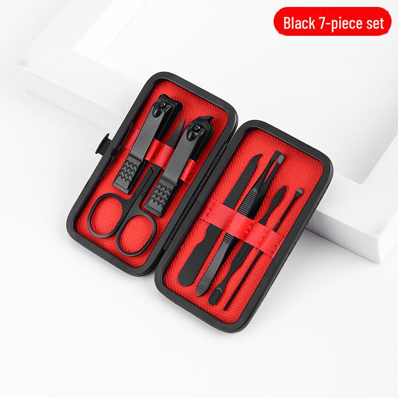 Набор из 24 предметов из черной нержавеющей стали для ухода за ногтями и грумингом