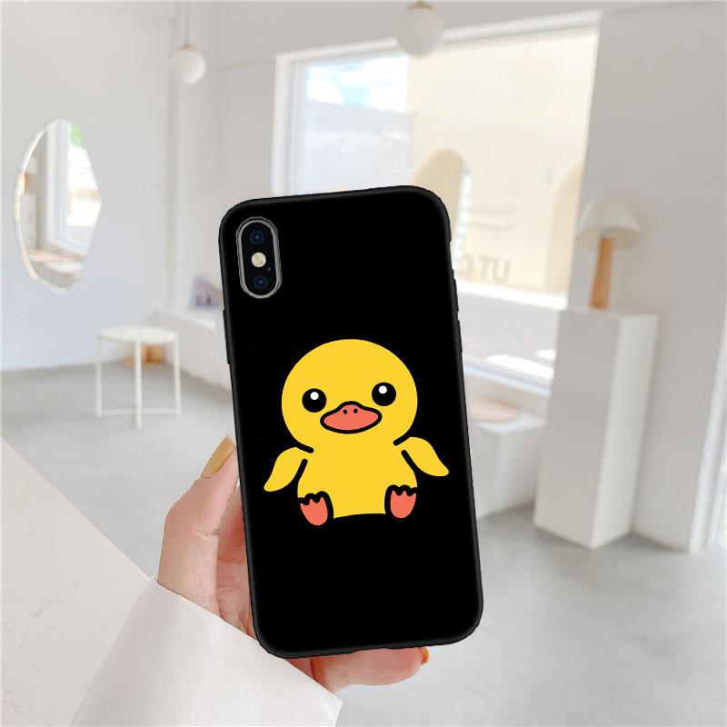 Мягкий чехол-накладка FM20 с мультяшным утёнком для iPhone 16 15 14 13 12 Pro Max Plus Mini