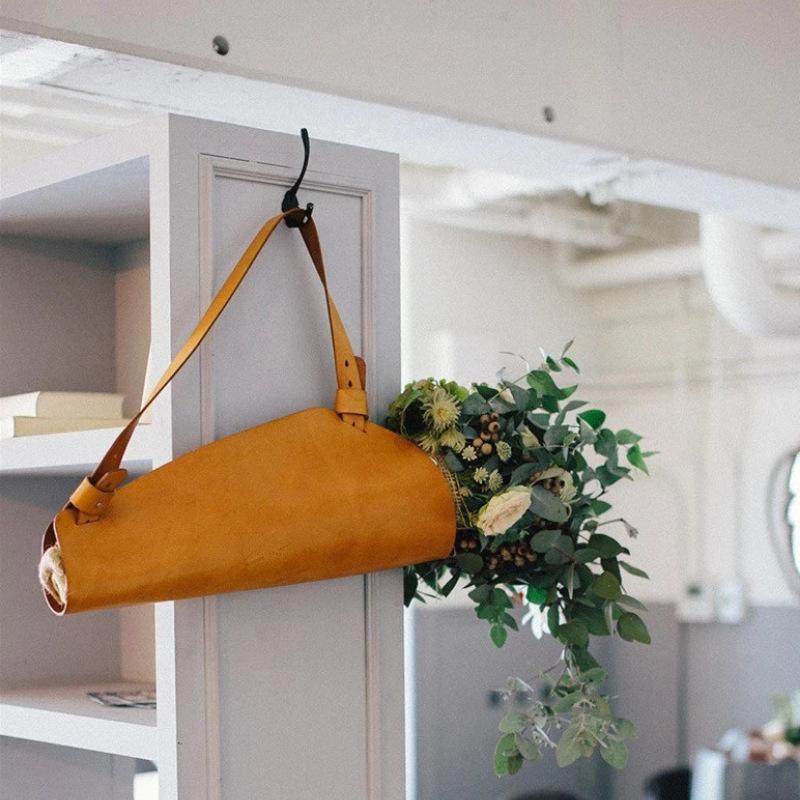 Hanging Flower Bouquet Bag with Non-slip Handle Durable Canvas Floral Carrier for Flower Shop Retail Supply Use