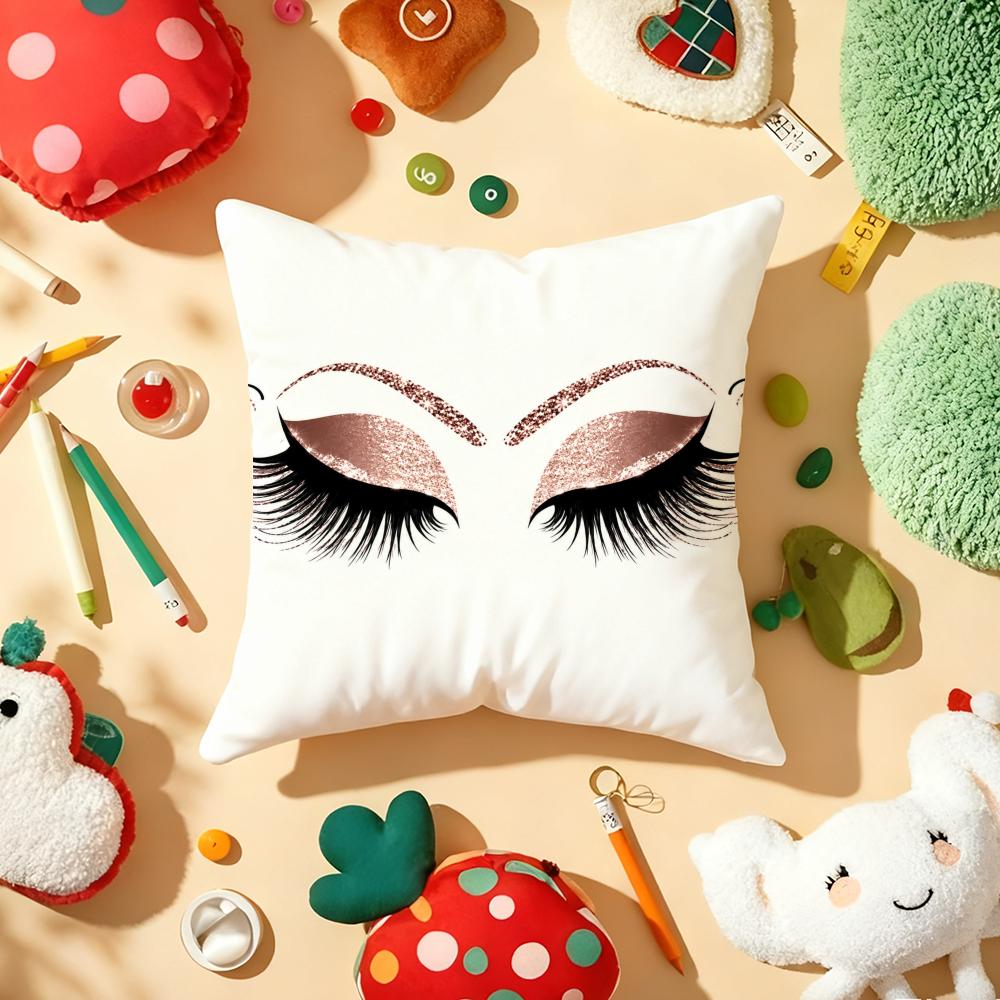 Sexy Women Eyelash Cushion Cover Soft Short Plush DoubleSided Printing Home Decor Machine Washable Pillow Case Gift