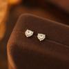 925 Sterling Silver Inlaid Shiny Zircon Heart Earrings for Women Korean Small Sweet Jewelry