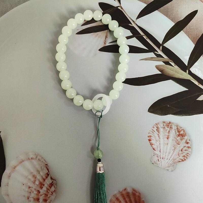 Портативный браслет из нефрита Вэньвань с кисточкой - Ретро осознанный стиль