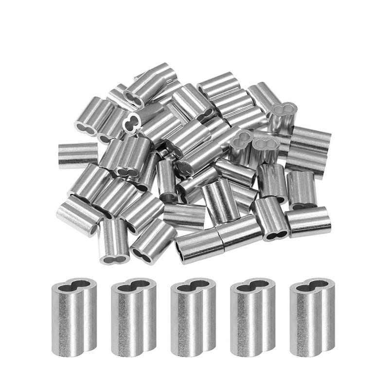 Aluminum Crimping Loop Sleeve Double Cable Ferrules Fit for Wire Ropes Rigging Fence Net Clotheslines Dog Chains Accessories