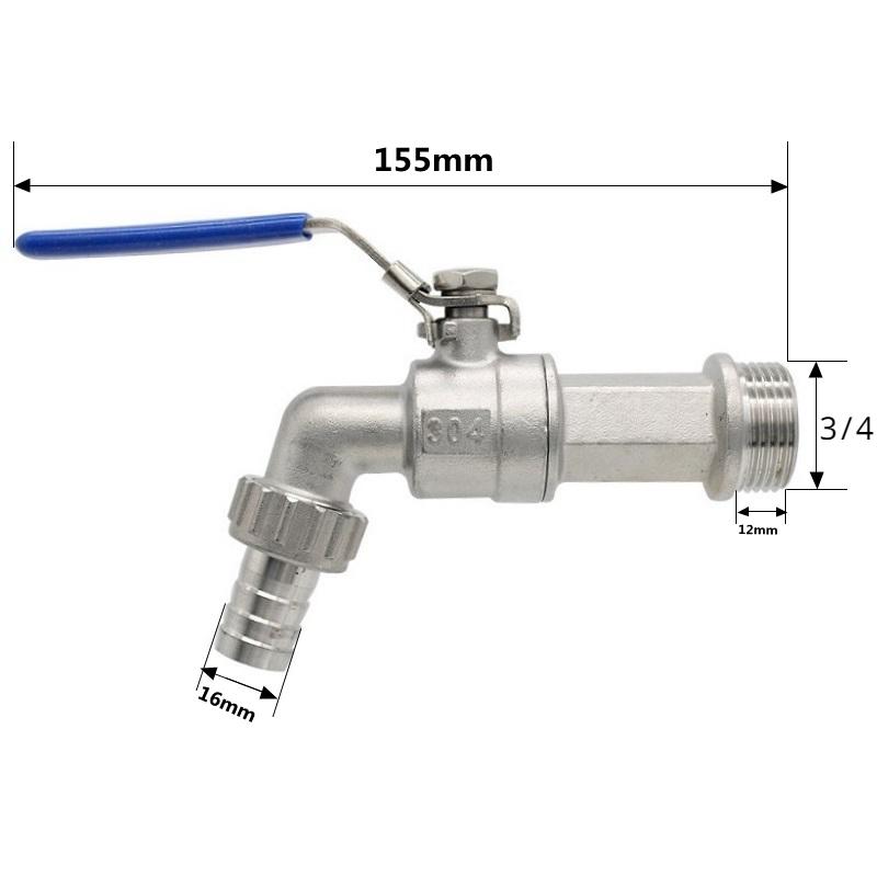 1/2" 3/4" 1" BSP Наружная резьба к штуцеру шланга Шаровой кран из нержавеющей стали 304 Водопроводный кран для дома, сада, улицы, антифриз