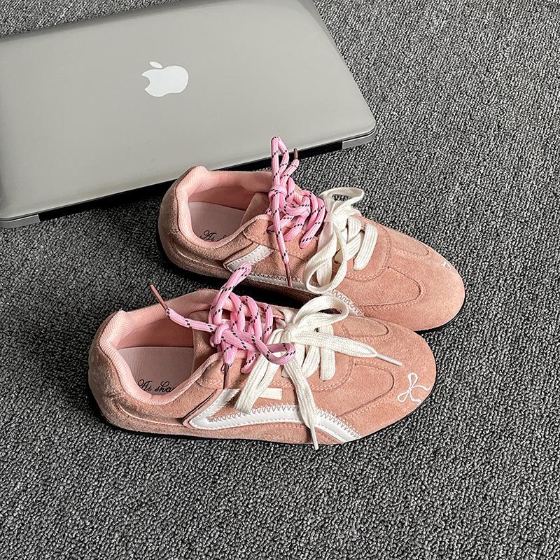 Трендовые американские красные балетные ретро тренировочные туфли женские 2025 новая весна универсальные спортивные и повседневные кеды