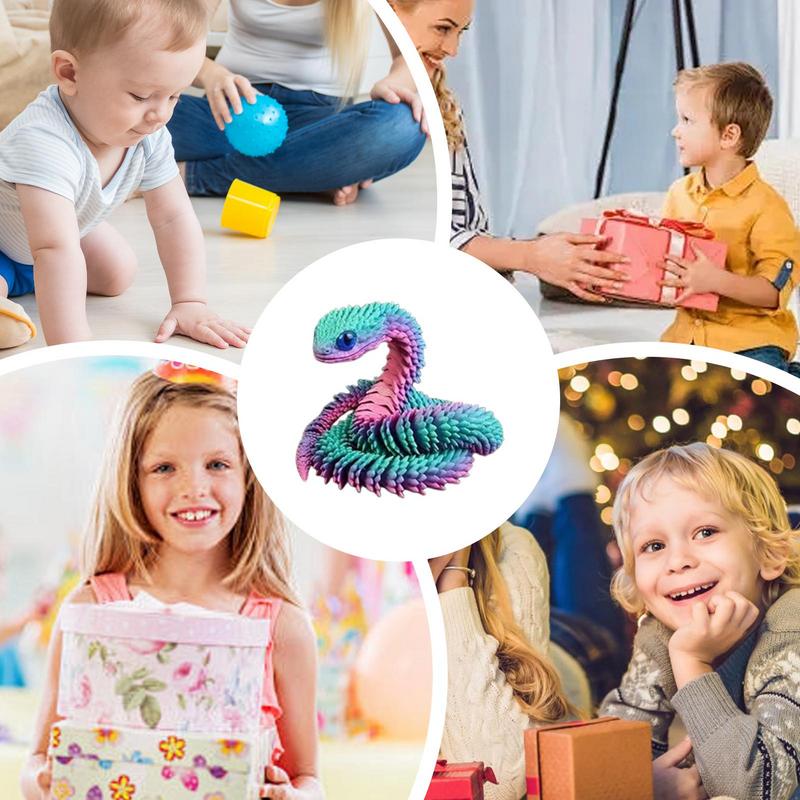 3D-печатная змея 3D-печатная шарнирная змея коллекционные предметы имитация дракона гадюка игрушки гибкое движение суставов для детей