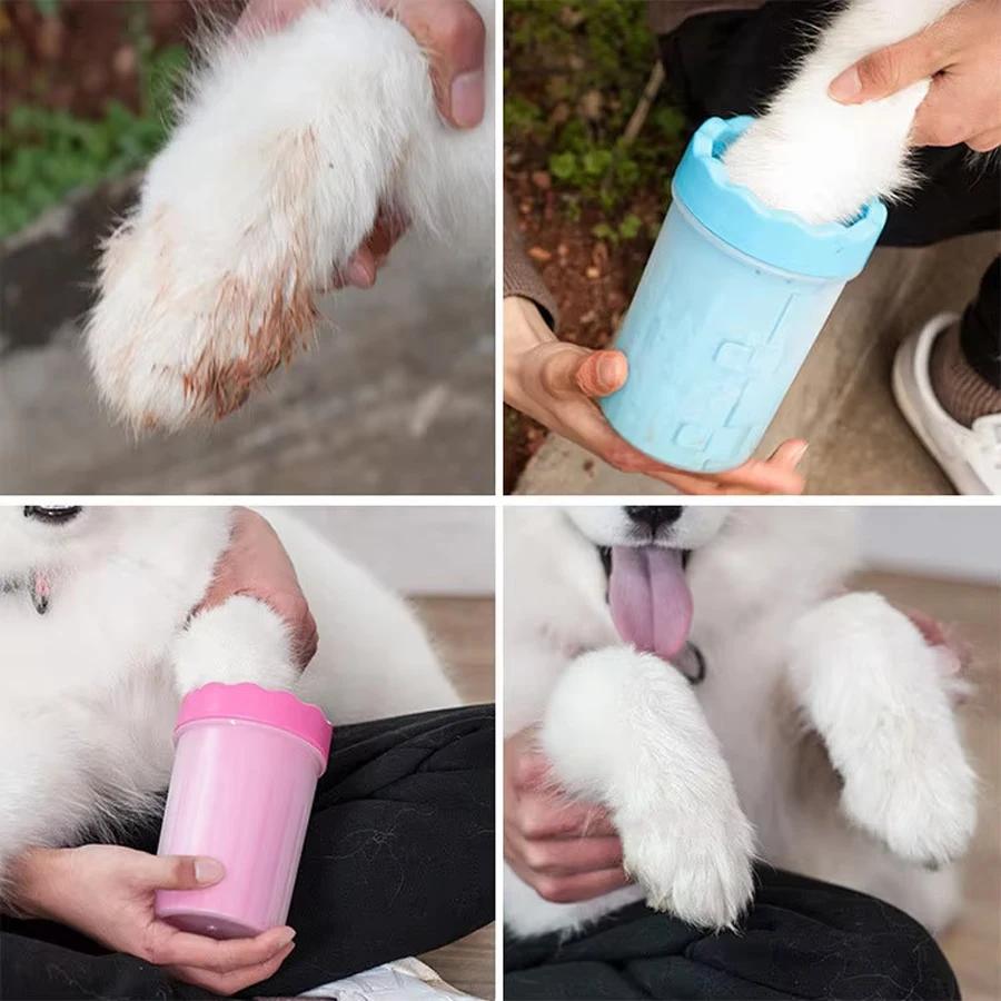 1Pc Pet Plastic Foot Wash Cup S L XL Large Size Silicone Brush Dog Cat Clean Foot Mud Removable Cleaning Foot