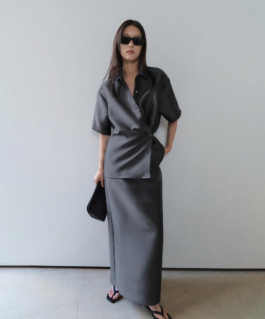 Oeni Sheer H Skirt_Charcoal