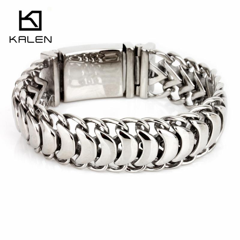 Kalen Новые Высокополированные Блестящие Браслеты 19/20/22 см Нержавеющая Сталь Велосипедная Звеньевая Цепь Браслеты Велосипедная Цепь Модные Мужские Аксессуары
