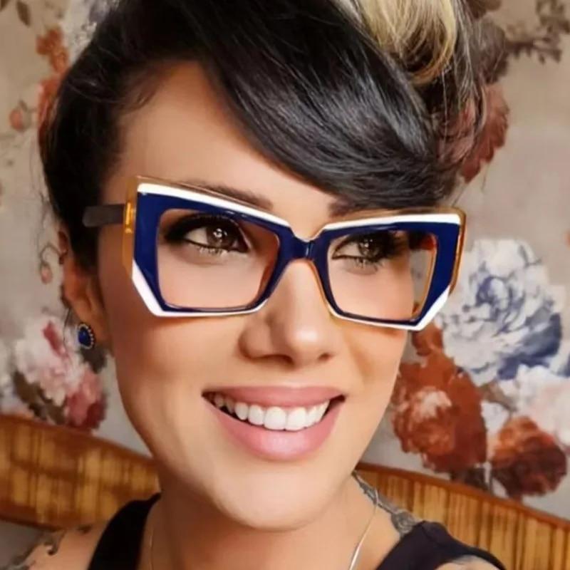 Women Luxury Designer Color Stitching Eyeglasses for Ladies Anti Blue Light Blocking Glasses Frame Optical Frame