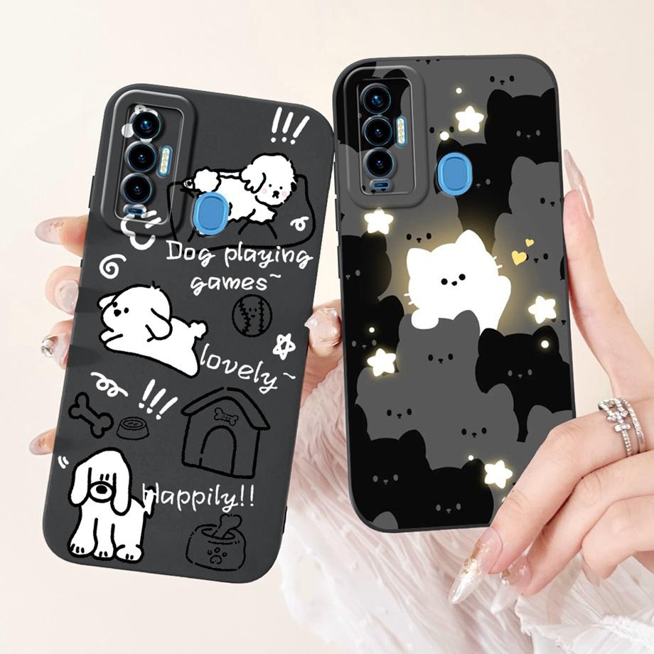 Funda For Tecno Camon 18 18i 18P 18 Primer CH7 CH6 Case Capa Soft Matte Silicone Bumper Cartoon Animal Painting Back Cover