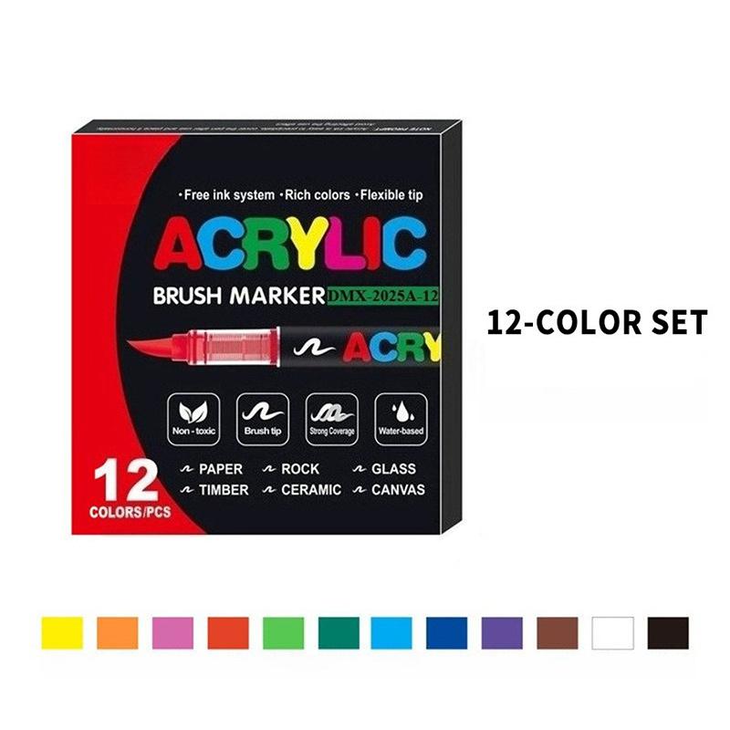 12/24/36/48/72 Colors Acrylic Paint Markers Brush Tip Paint Marker For Rock Painting Wood Canvas Stone Diy Crafts Christmas Gift