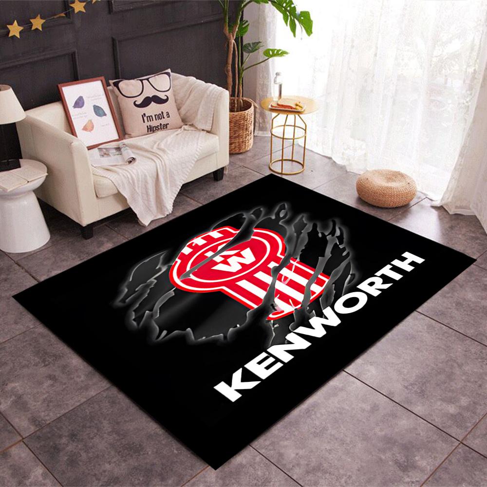 Kenworth Themed Antislip Carpet Durable Polyester Home Decoration Floor Mat Large Size Logo Design Suitable For Bedroom Living Room Restaurant Doorway