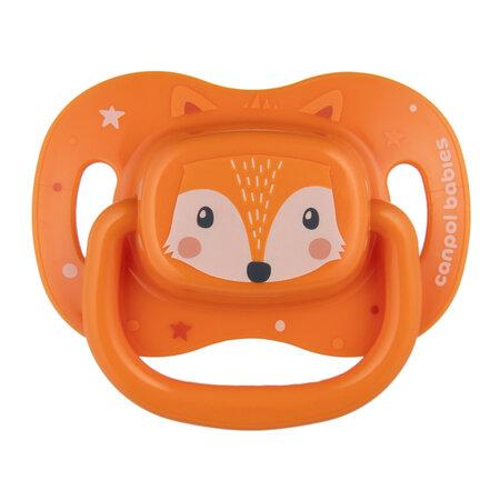 CANPOL 34/925 Silicone soother 6-18 m symmetrical Cute Animals orange