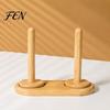 Double Axis Yarn Stand for Twin Threads Wooden Holder, Rotating Bamboo with Smooth Organizer DIY Crafts Spinning Base, Single-axis/Double-axis