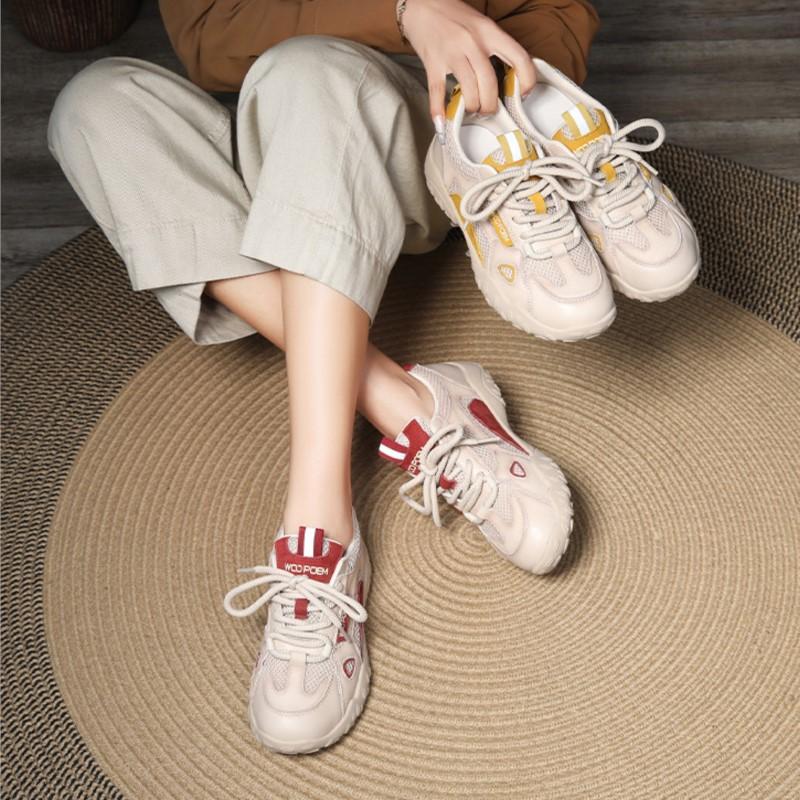 Johnature Спортивная обувь из натуральной кожи с сетчатыми вставками, дышащая, на мягкой подошве, повседневные универсальные женские кроссовки