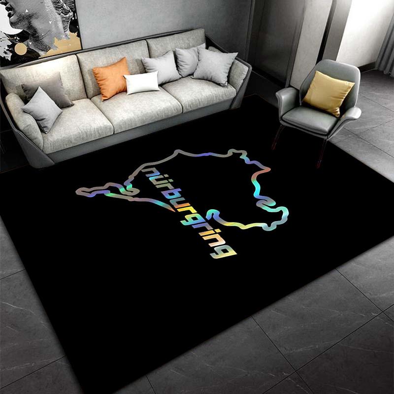 Nürburgring Race Track Design Rug, Stylish and Modern Decor Suitable for use as an anti-slip game mat for living room and bedroom sofas