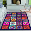 Non-Slip Bohemian Style Floral Pattern Mat Floor Mat - 100% Polyester,&,Machine Washable,Vibrant Colors for Living Room,Bedroom,or Entryway