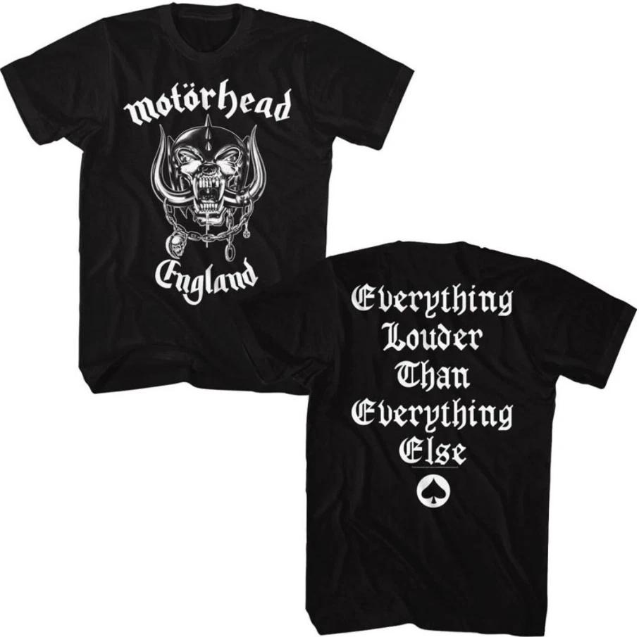 Motorhead England с логотипом Snaggletooth War Pig Футболка со слоганом Everything Louder