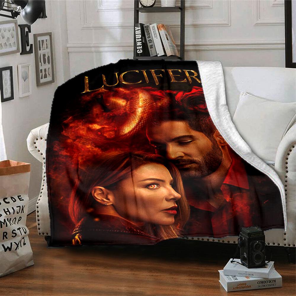 Lucifer Fiery Romance Flannel Blanket Super Soft Warm Cozy Blanket For Sofa Bed Office Travel Allseason Home Decor Gift